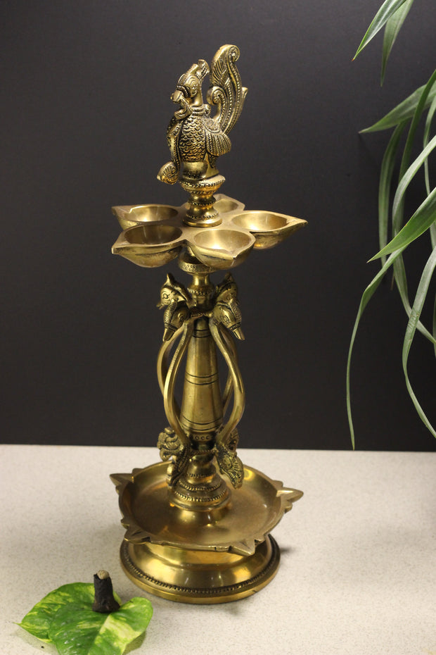 Brass Oil Diya Peacock