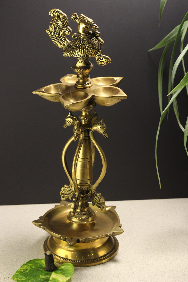 Brass Oil Diya Peacock