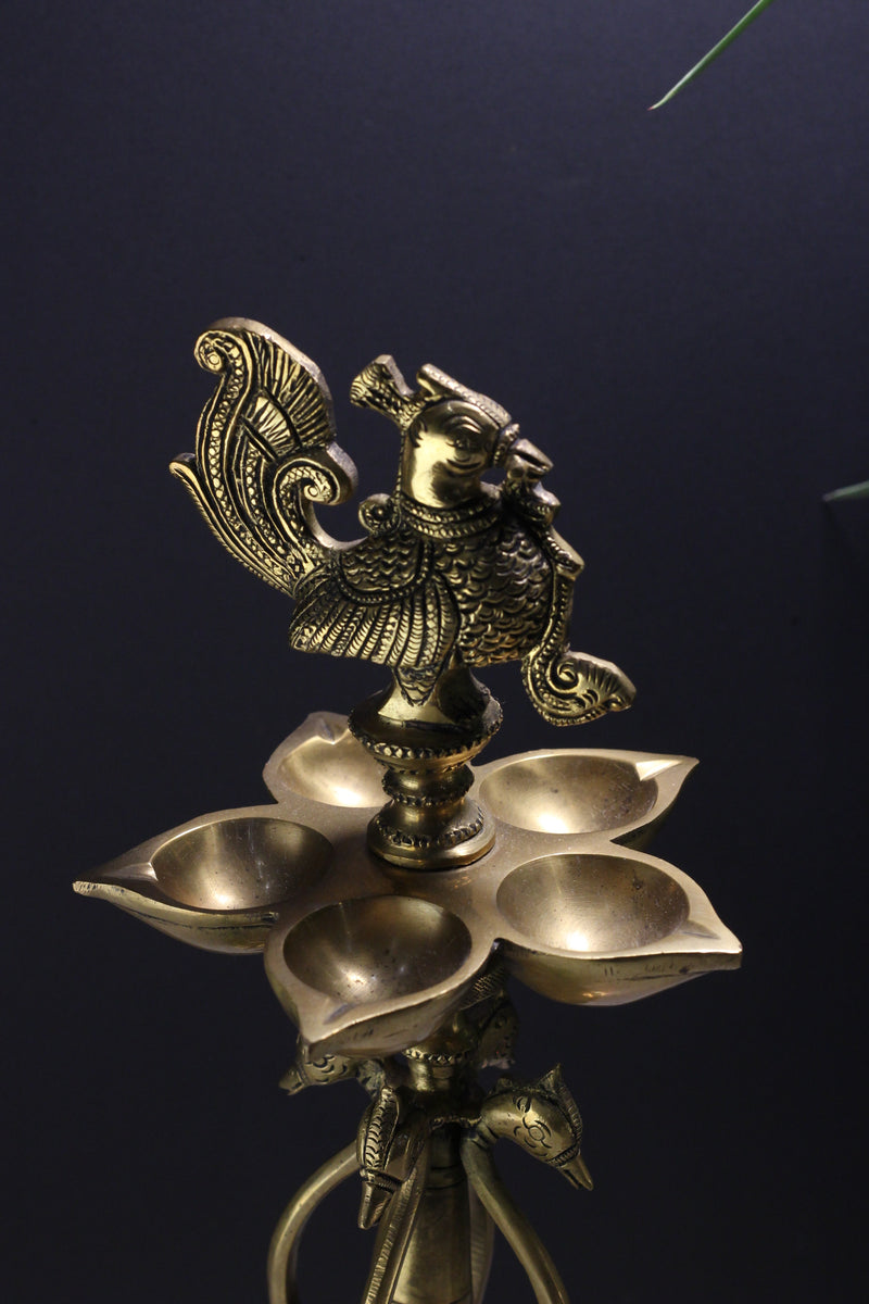 Brass Oil Diya Peacock