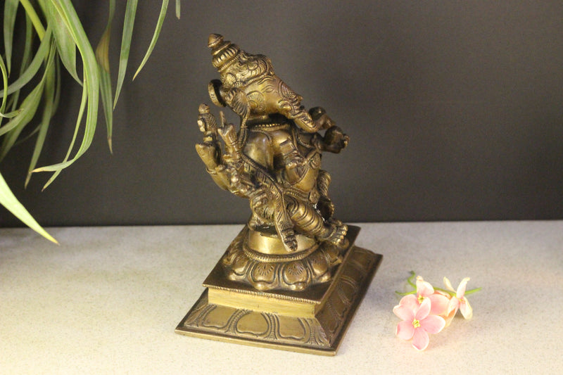 Brass Sitting Ganesha 6 Hands