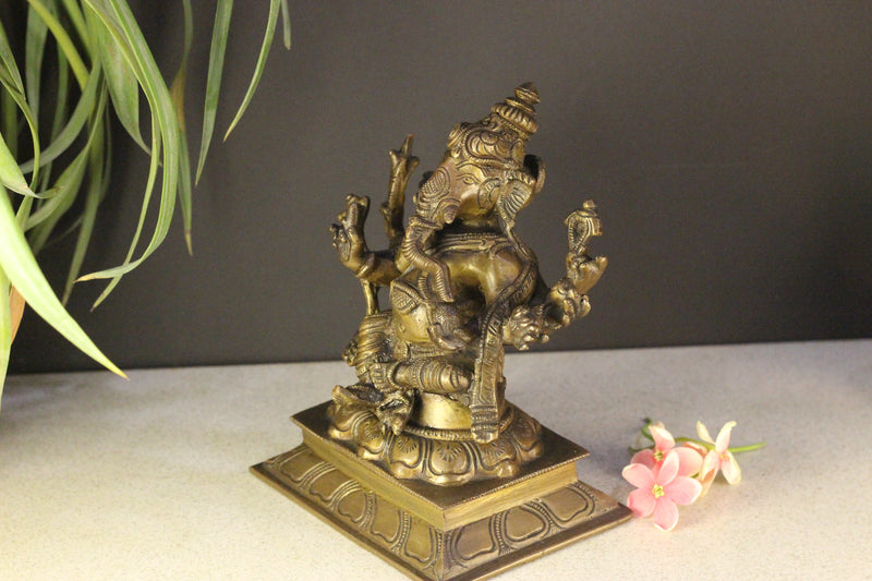 Brass Sitting Ganesha 6 Hands