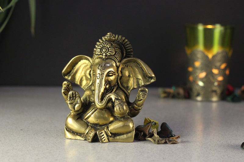 Brass Mukt Ganesha 3.5''