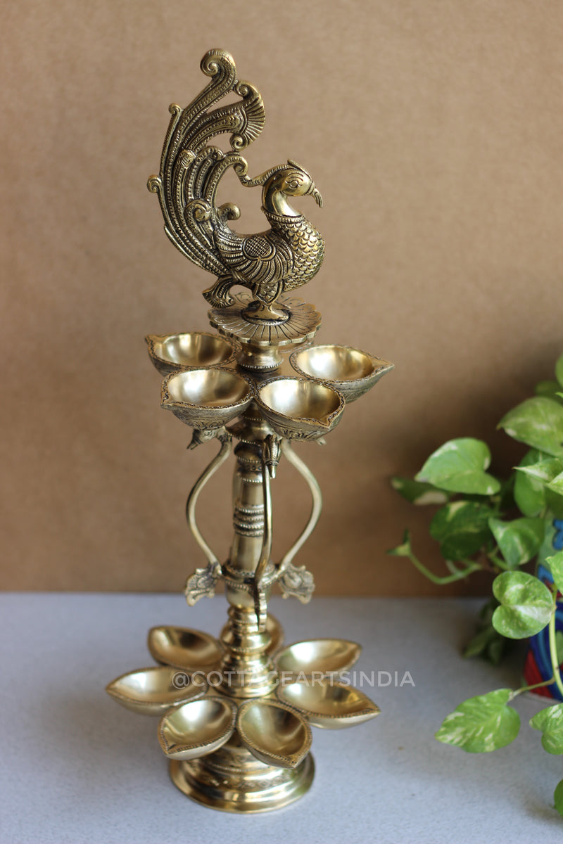 Brass Oil Lamp Annapakshi Double 20”, Diya