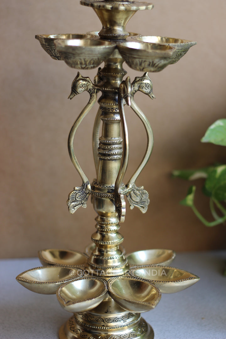 Brass Oil Lamp Annapakshi Double 20”, Diya