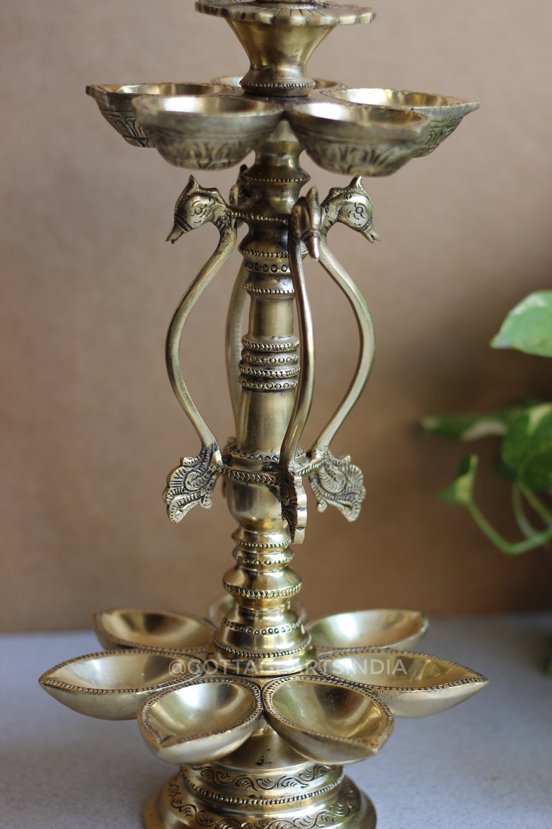 Brass Oil Lamp Annapakshi Double 20”, Diya