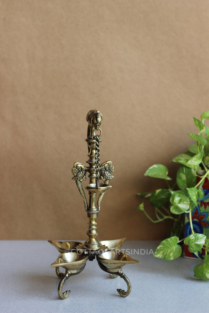 Brass Parrot Oil Lamp 14”