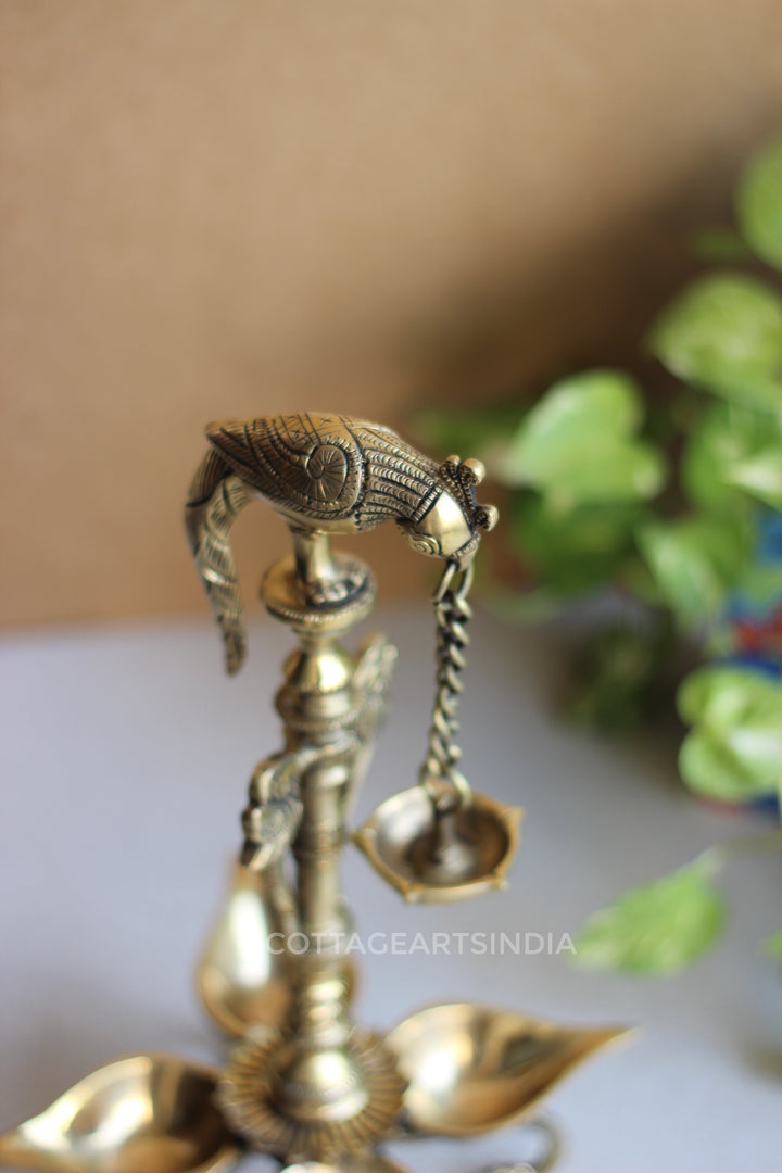 Brass Parrot Oil Lamp 14”