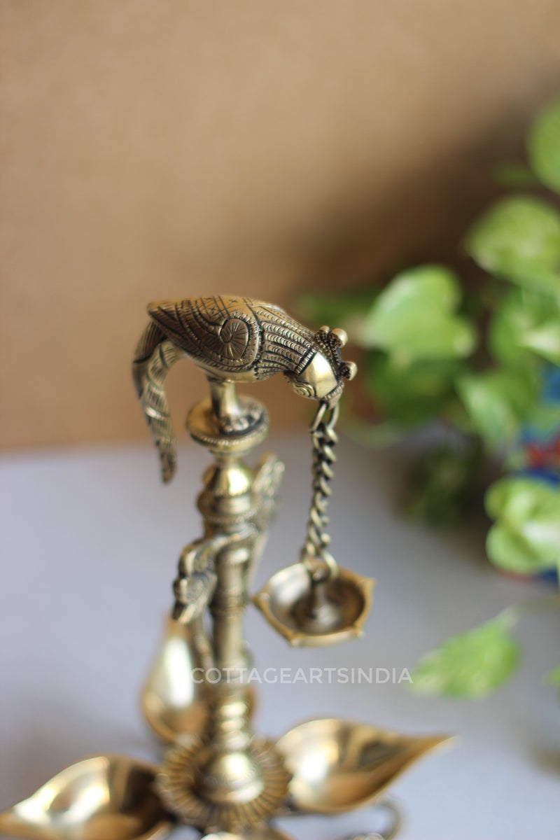 Brass Parrot Oil Lamp 14”