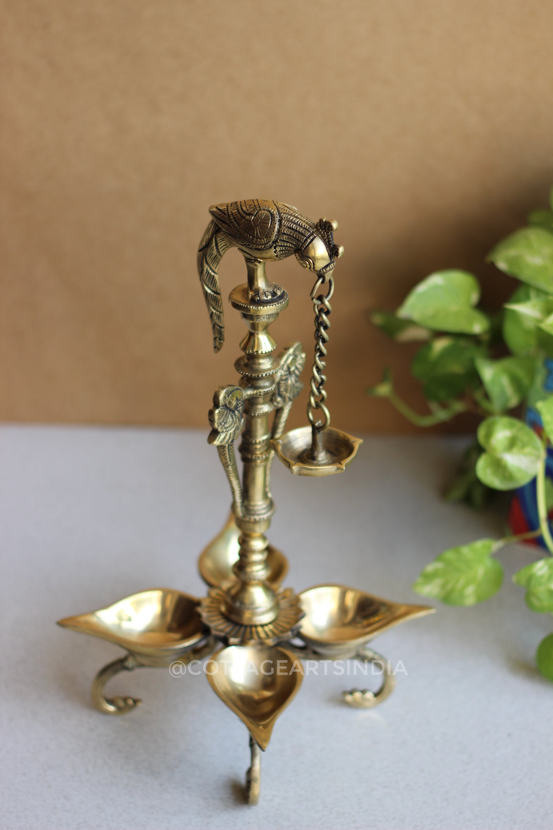Brass Parrot Oil Lamp 14”