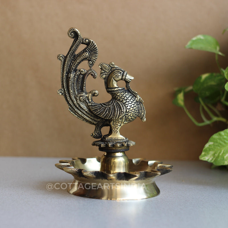Brass Oil Annapakshi Oil Diya 8.5”