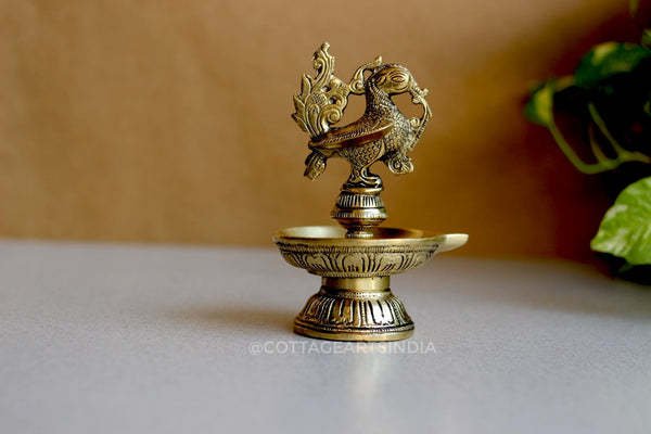 Brass Annapakshi Oil Diya 5.75”