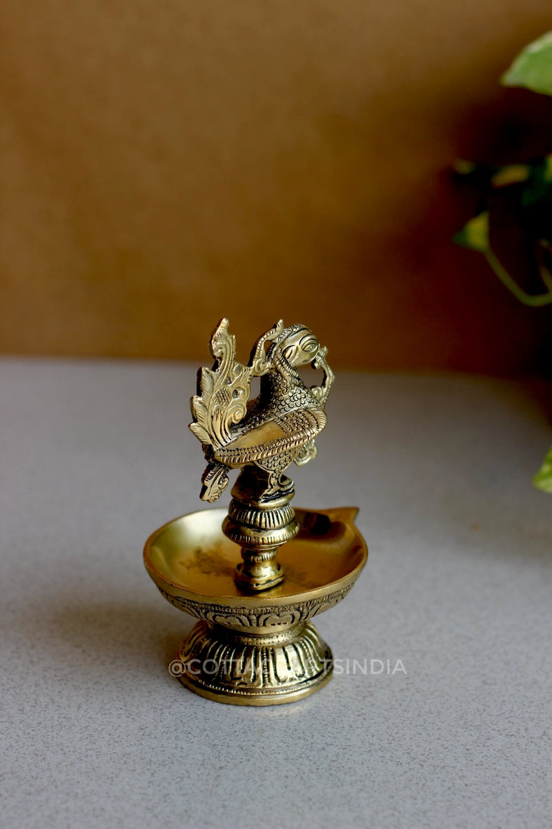 Brass Annapakshi Oil Diya 5.75”