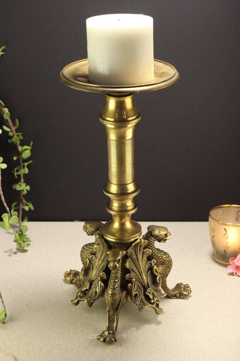 Brass Candle Stand Yali 13''