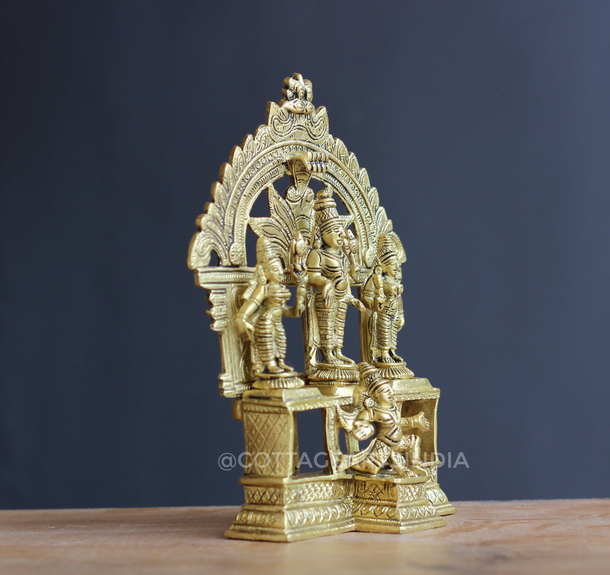 Brass Vishnu with Lakshmi, Bhudevi & Garuda 7.5 Inch | Vaishnava Sculpture