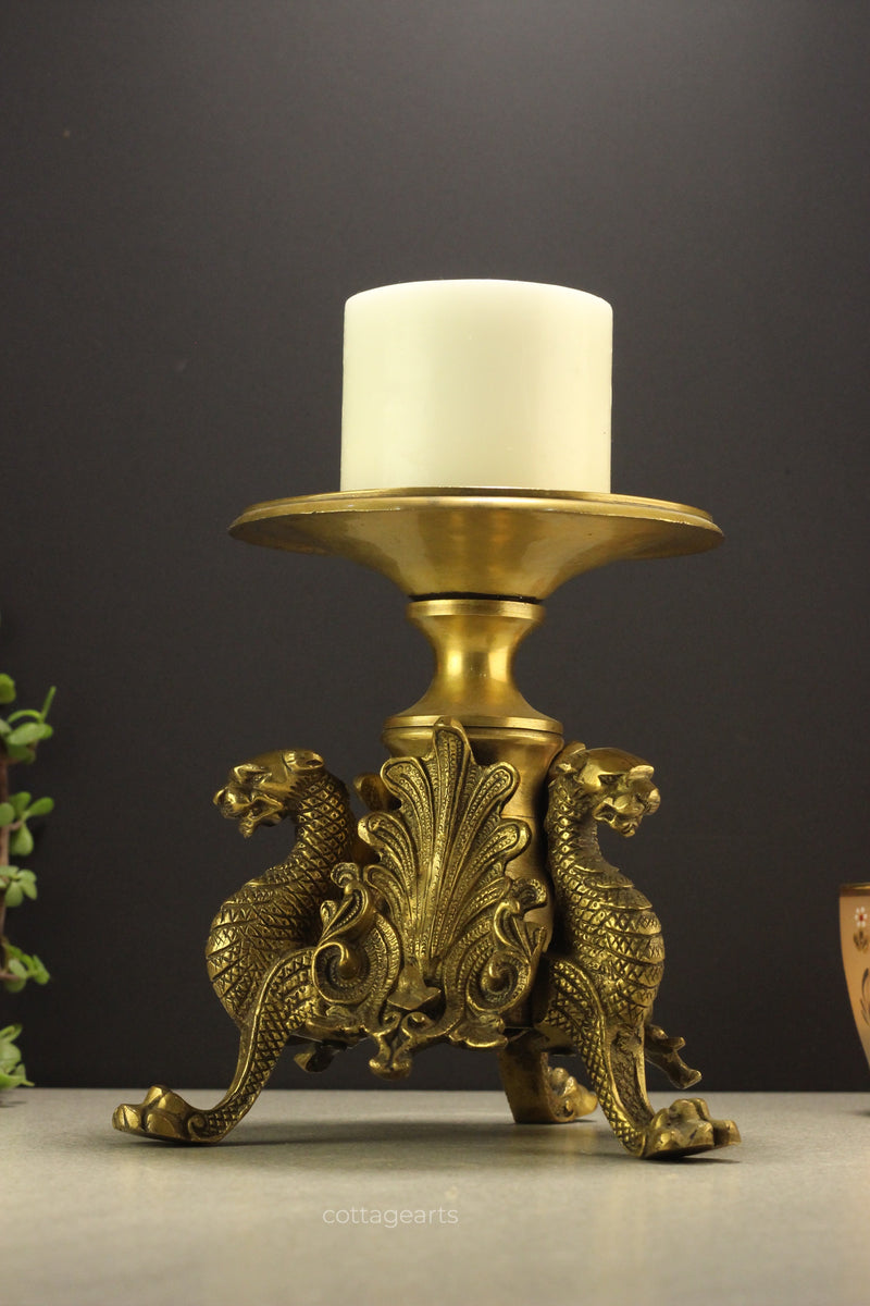 Brass Candle Stand Yali 7''