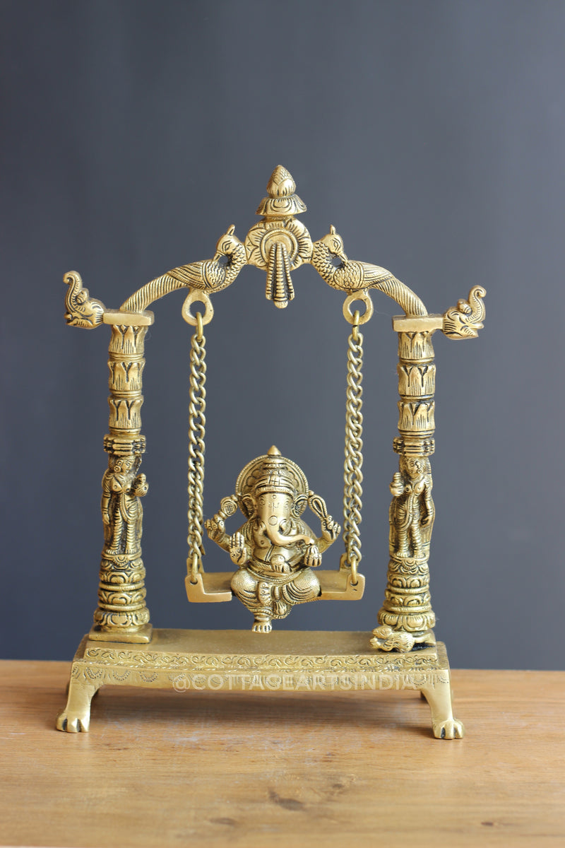 Brass Ganesh on Swing 12"