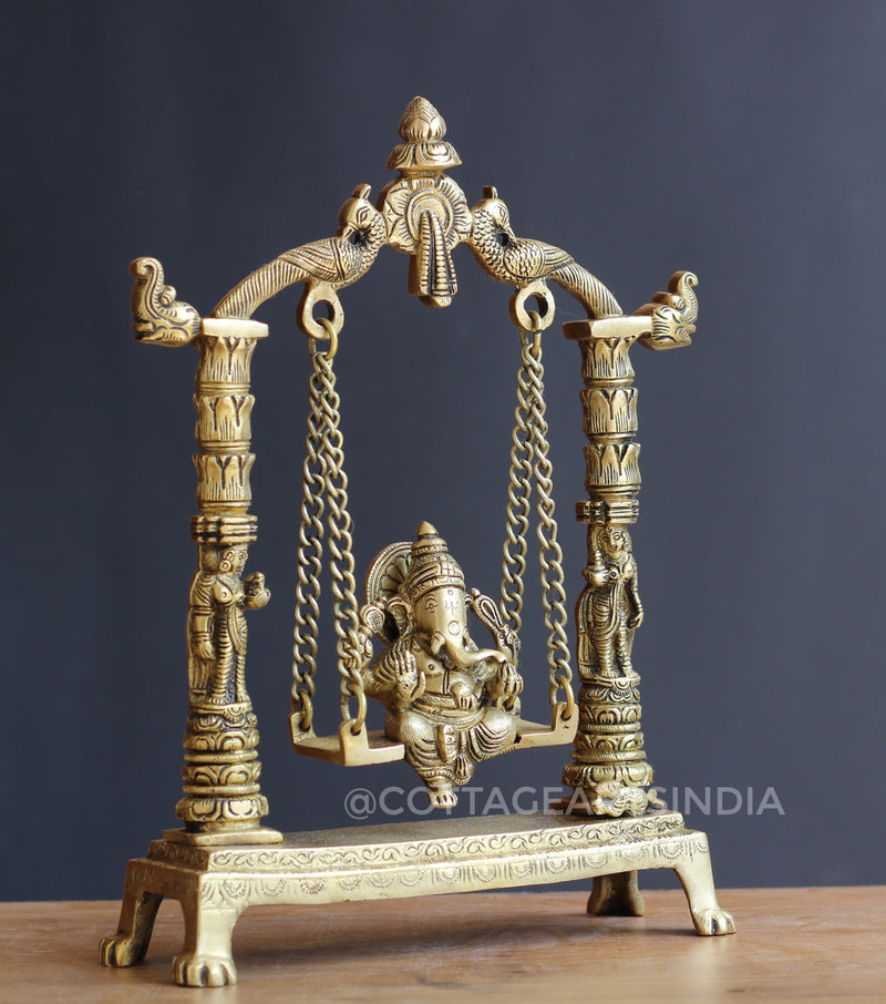 Brass Ganesh on Swing 12"