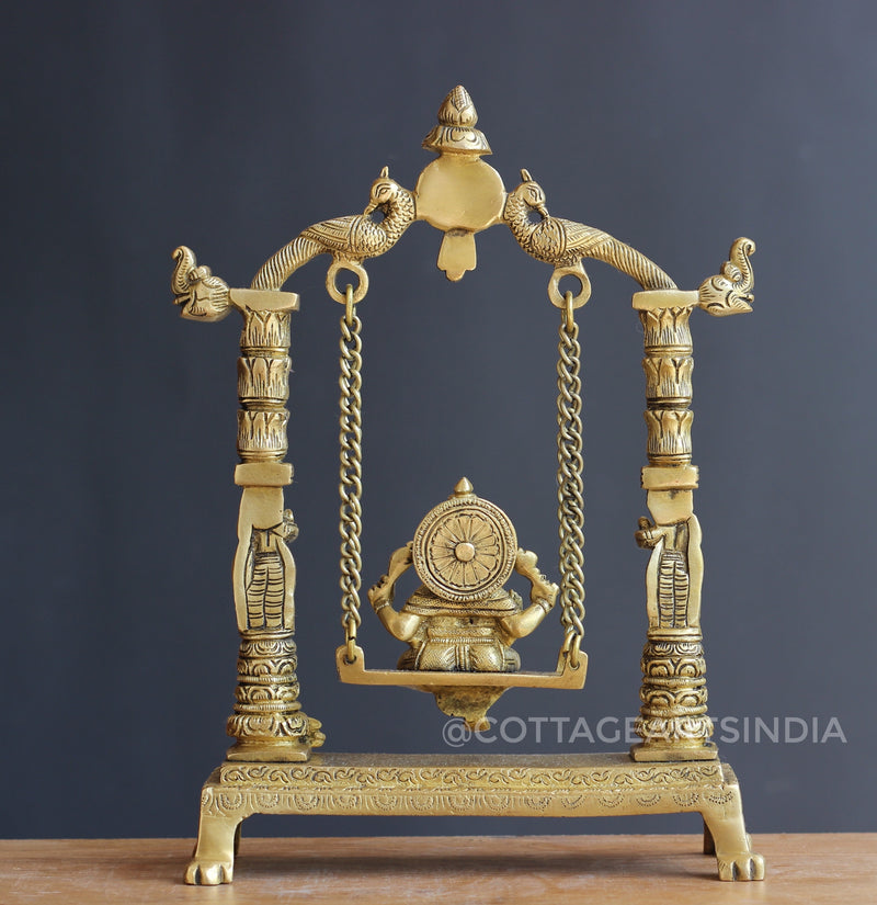 Brass Ganesh on Swing 12"