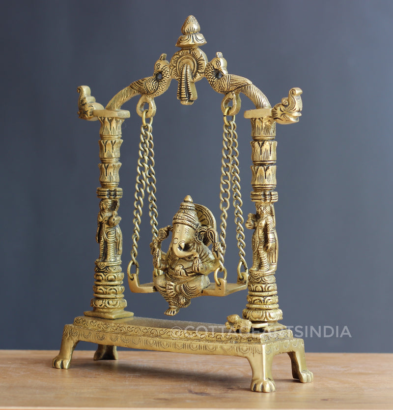 Brass Ganesh on Swing 12"