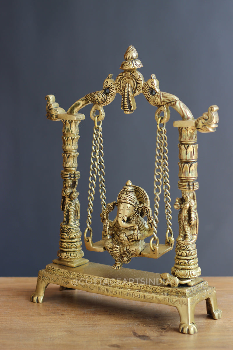 Brass Ganesh on Swing 12"