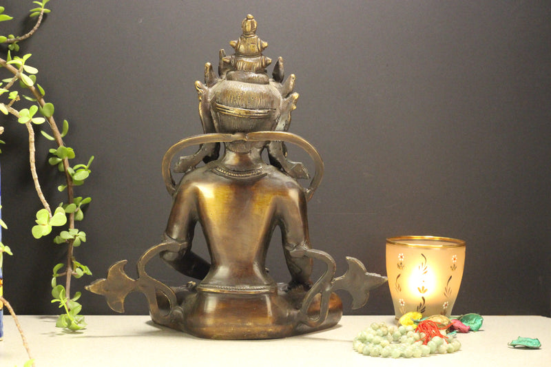 Brass Crown Buddha 10''