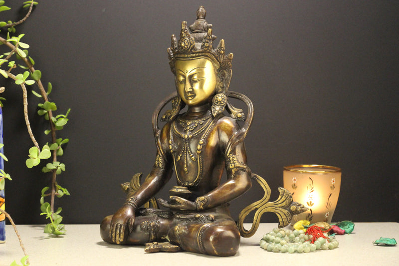 Brass Crown Buddha 10''