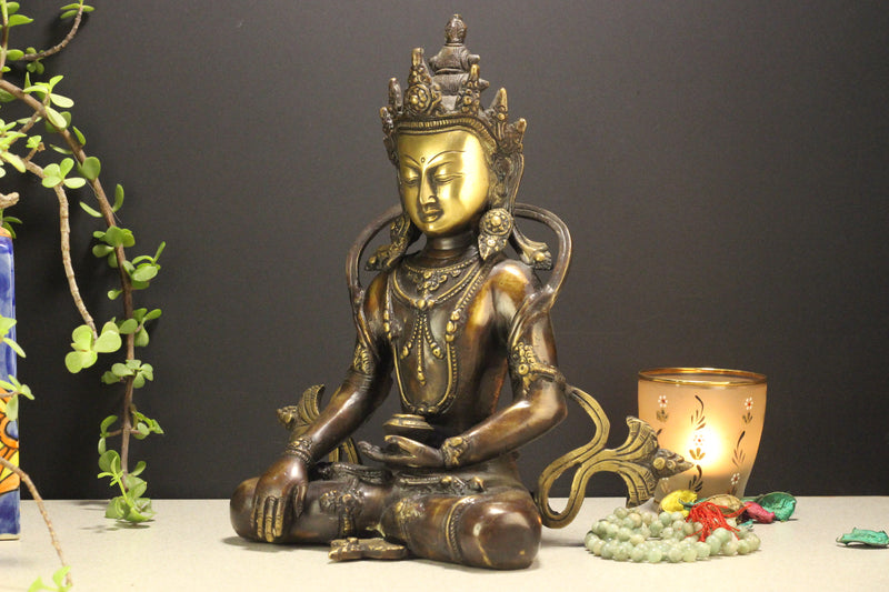Brass Crown Buddha 10''