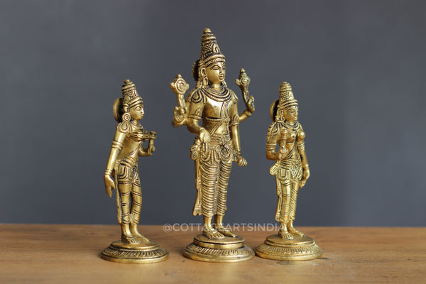 Brass Lord Vishnu , Laxmi and Bhudevi