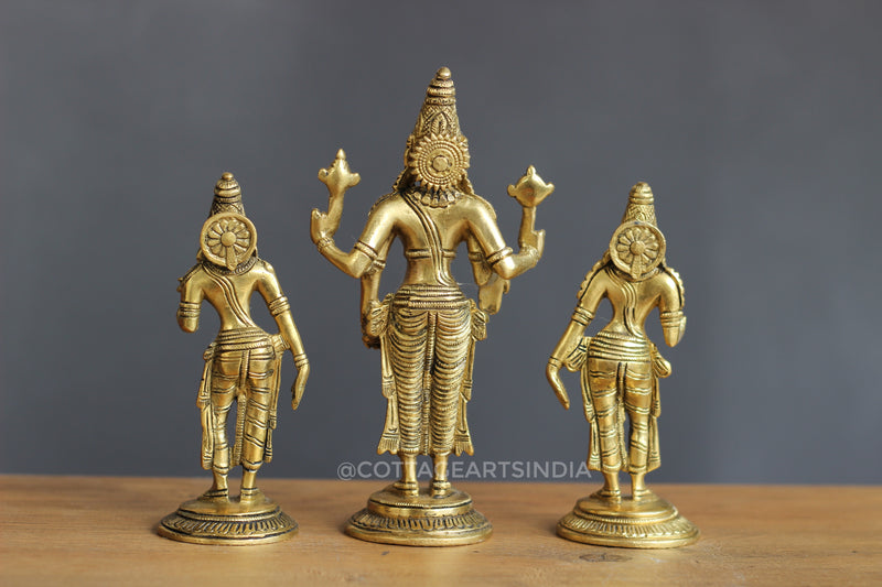 Brass Lord Vishnu , Laxmi and Bhudevi