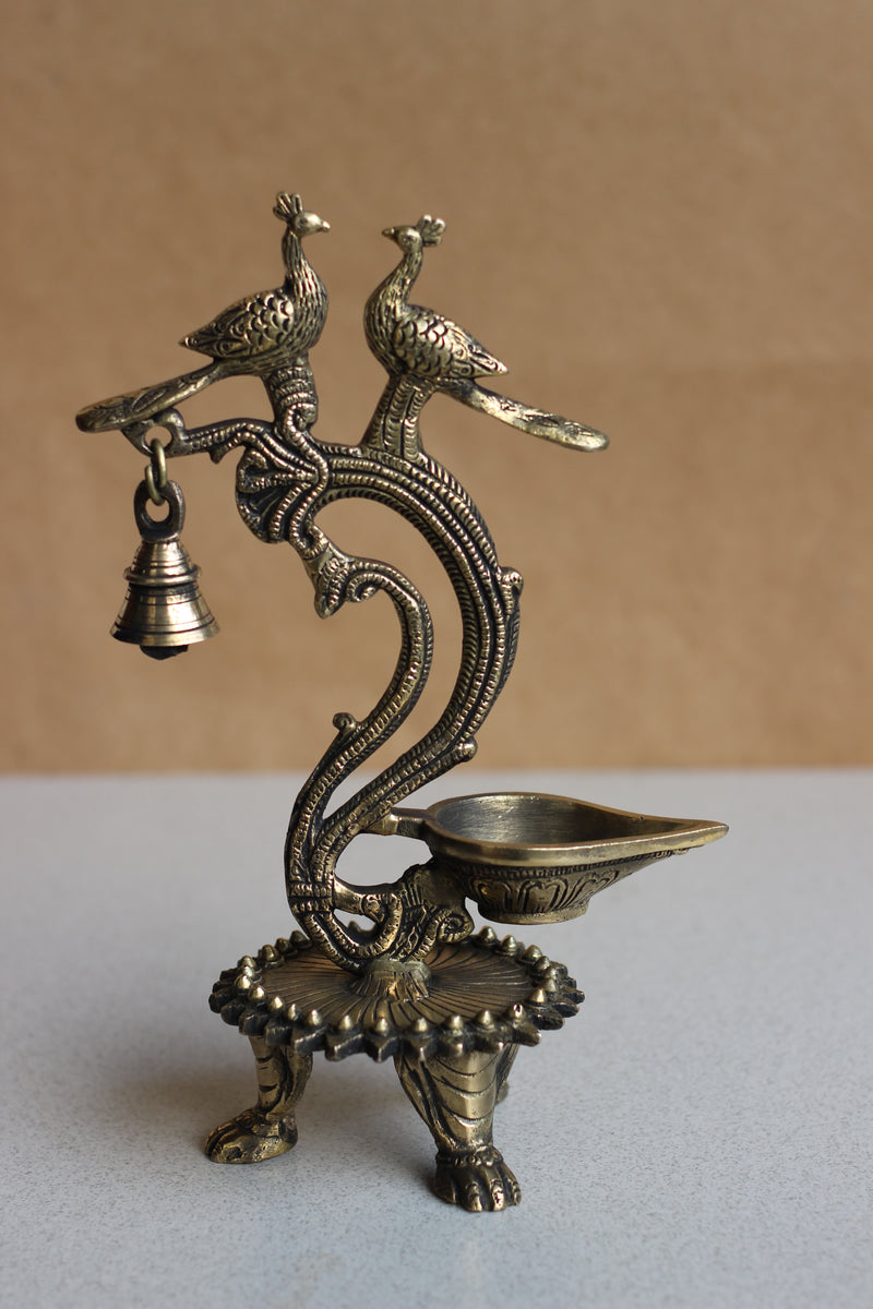 Brass Oil Diya with Bell 11''