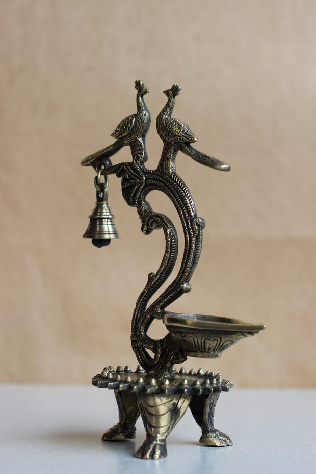 Brass Oil Diya with Bell 11''