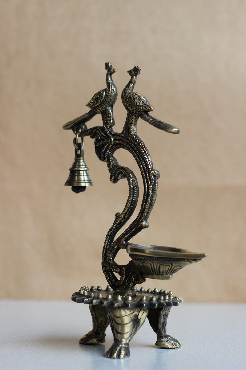 Brass Oil Diya with Bell 11''