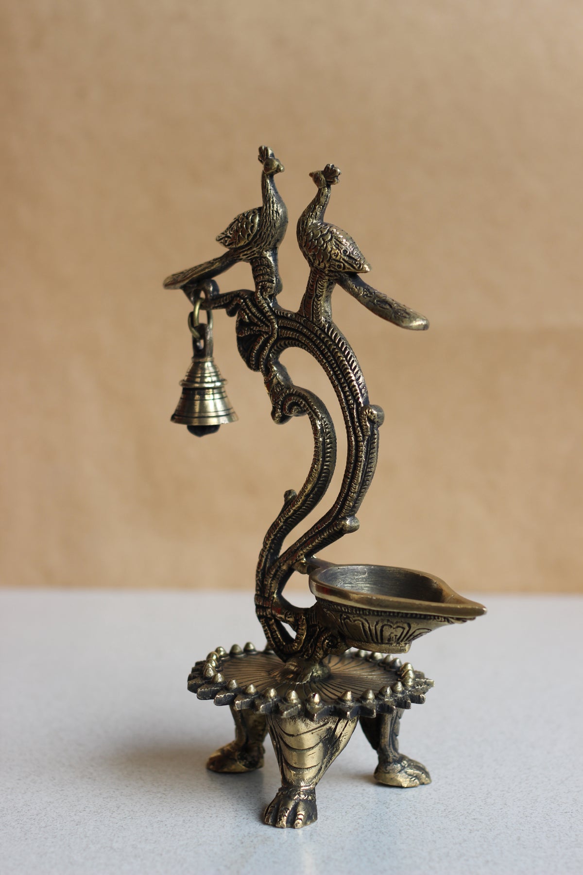 Brass Oil Diya with Bell 11''