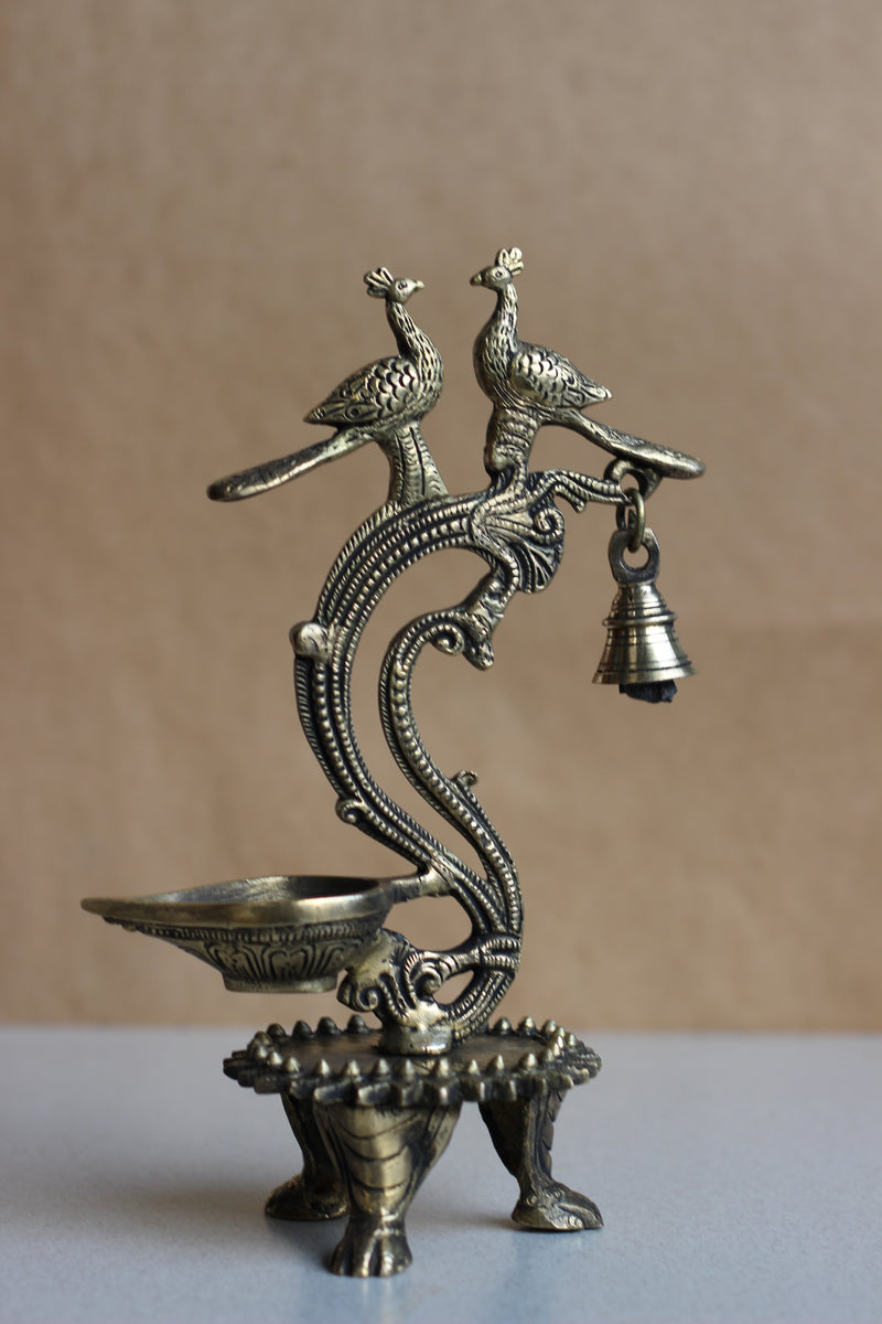 Brass Oil Diya with Bell 11''