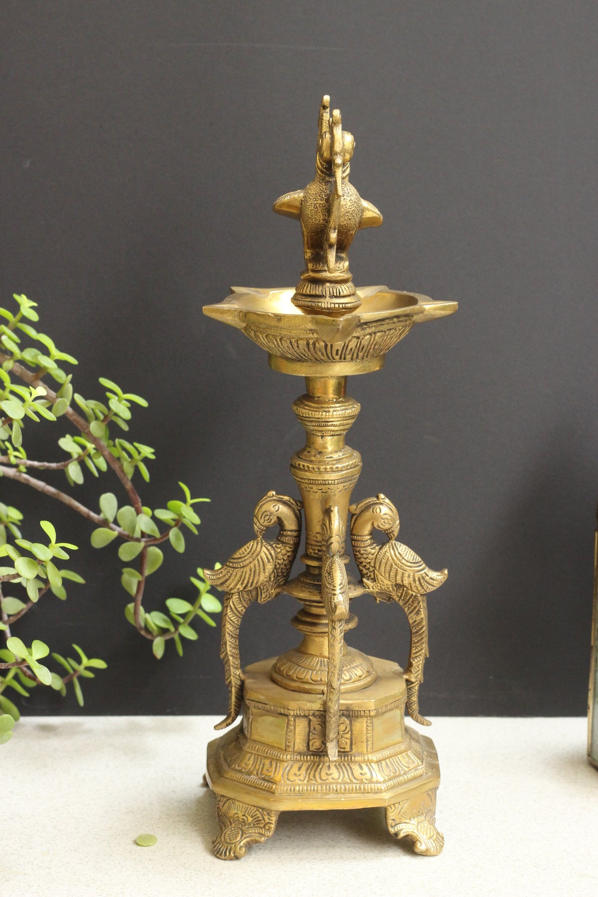 Brass 6 spouts Annapakshi Lamp Diya