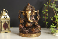 Brass Sitting Ganesha Statue | Handcrafted Lord Ganesh Idol in Antique Finish