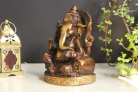 Brass Sitting Ganesha Statue | Handcrafted Lord Ganesh Idol in Antique Finish