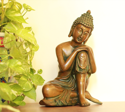 Brass Thinking Buddha 10''
