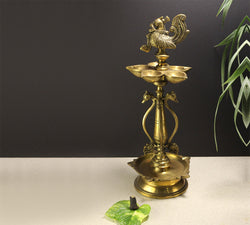 Brass Oil Diya Peacock