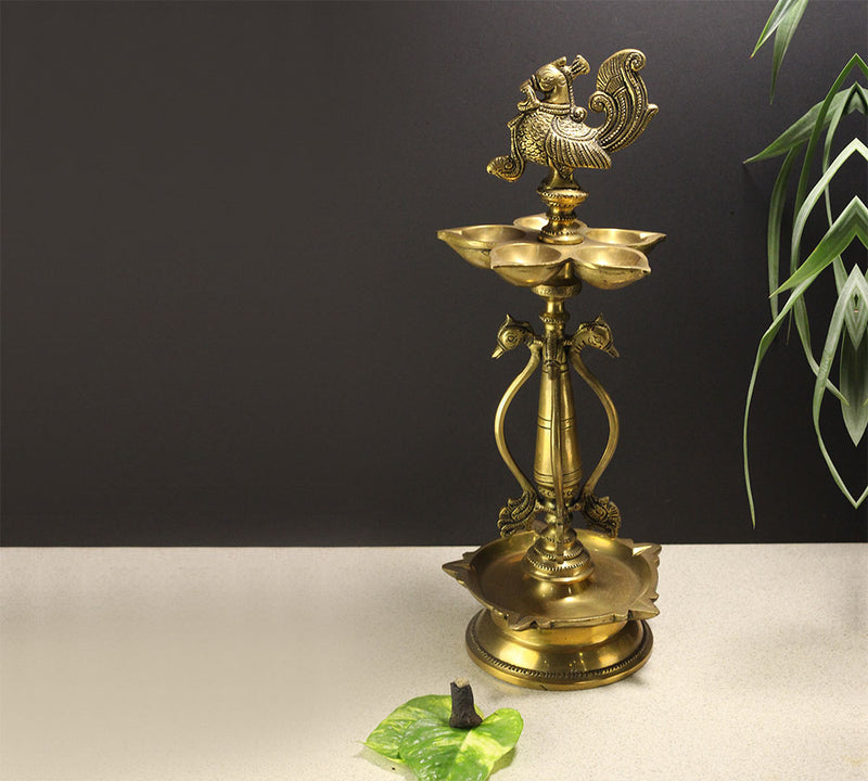 Brass Oil Diya Peacock