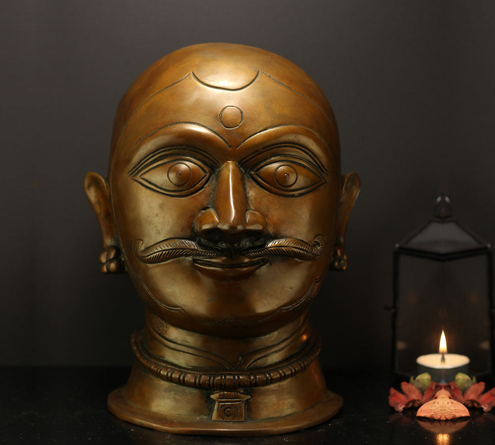 Brass Shiva Mukhlingam Face - Vintage Copper Finish