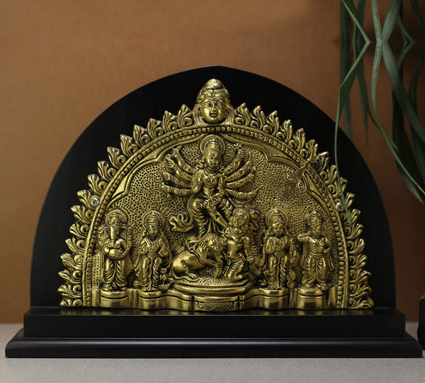 Brass Durga / Mahishasura Mardini On Wood