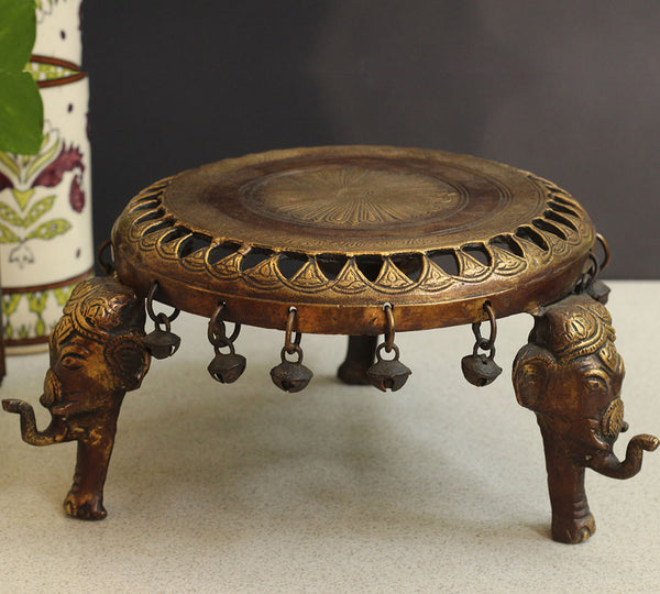 Elephant Pillar Brass Chowki Jaali Design 5''