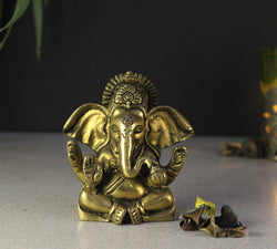 Brass Mukt Ganesha 3.5''