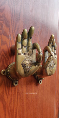 Brass Buddha Hand Door Handle Pair