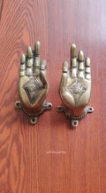Brass Buddha Hand Door Handle Pair