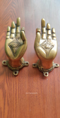 Brass Buddha Hand Door Handle Pair