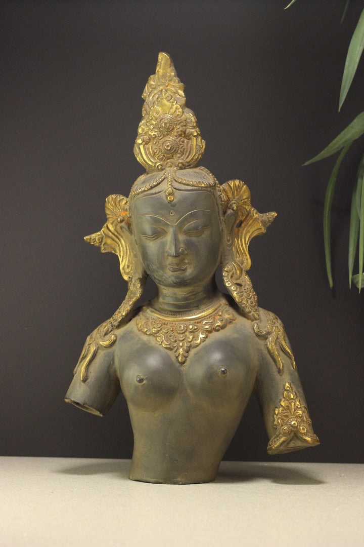 Brass Tara Bust Rustic Black Finish