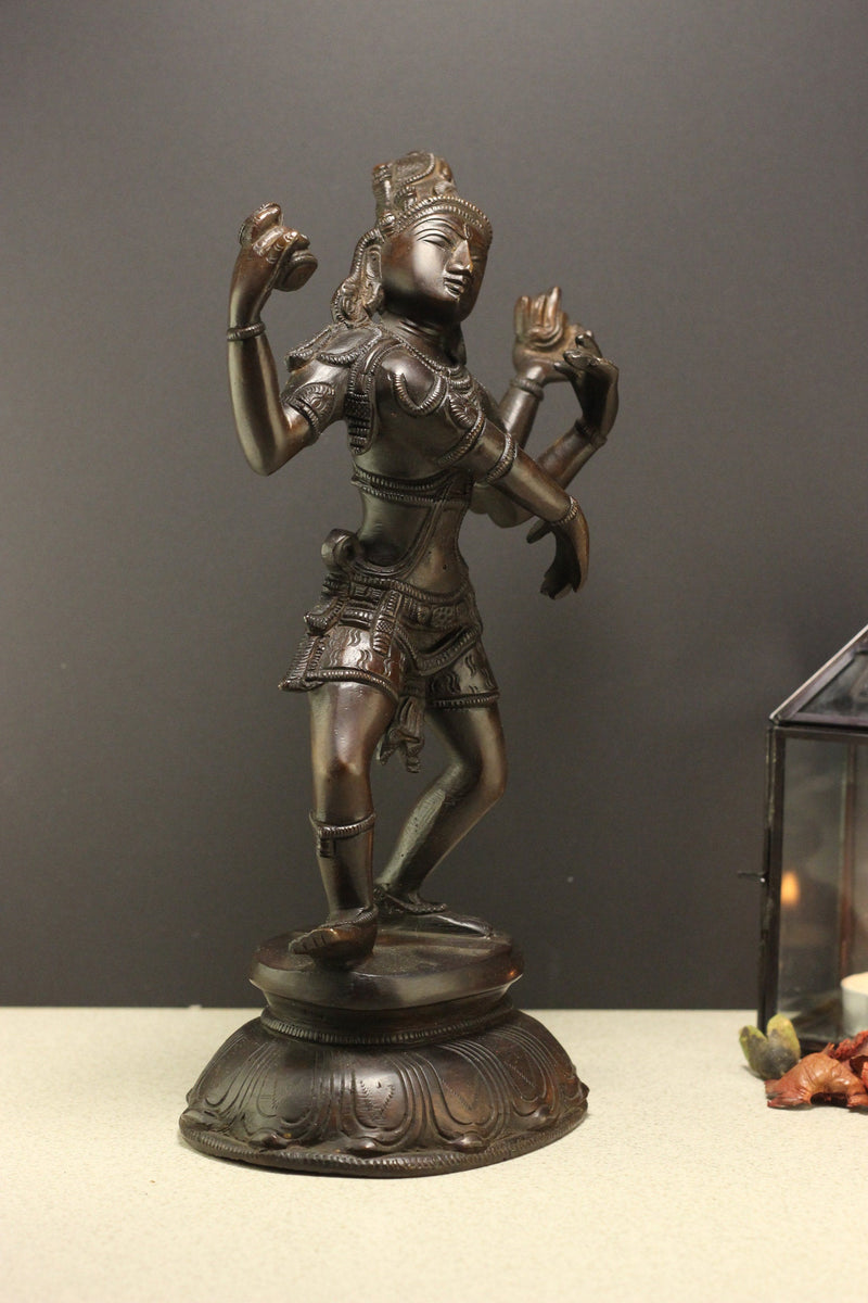 Brass Shiva Tandav Bronze Finish 11"