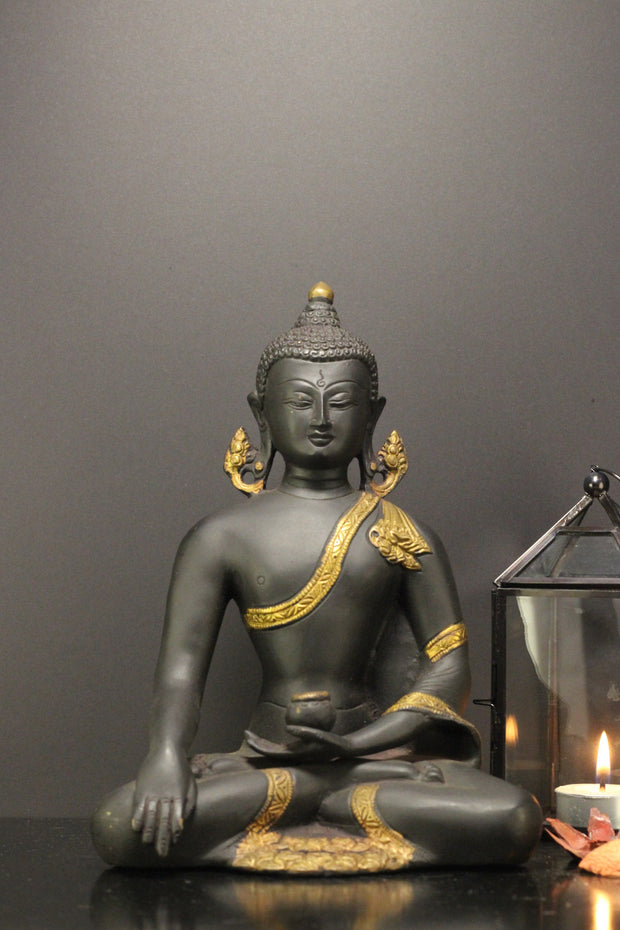 Brass Buddha Rustic Black 9"